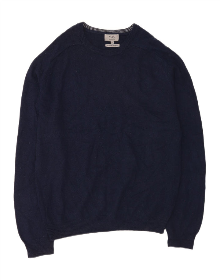 Marks & Spencer Herre sweater med rund hals XL marineblå lammeuld
