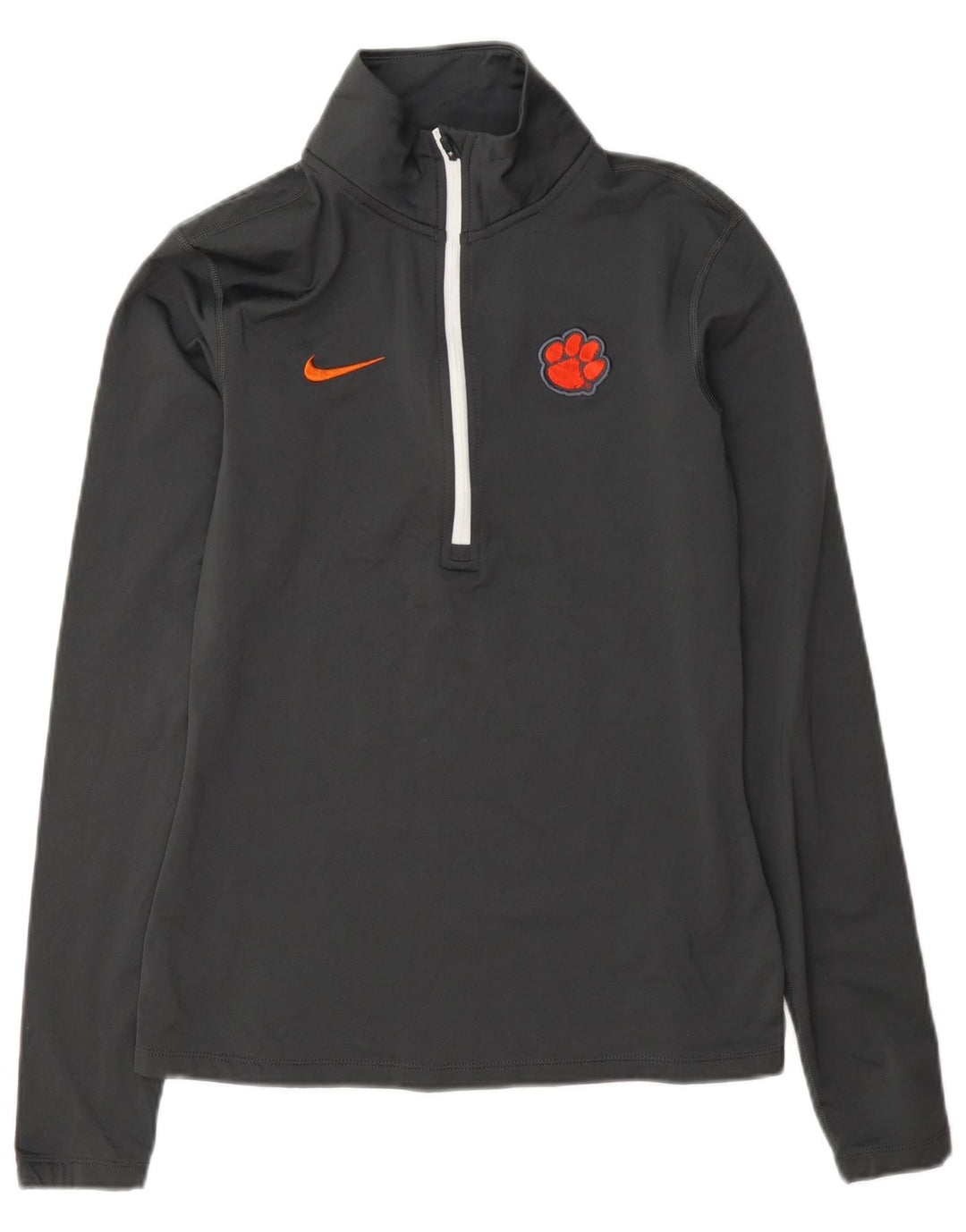 Nike Dame Clemson Tigers Pullover Træningsdragt Top UK 12 Medium Grå Stribet