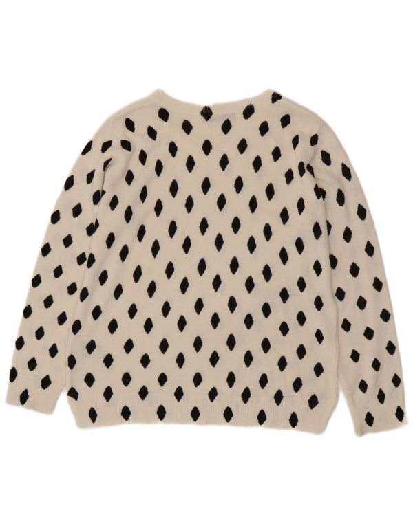 Marks & Spencer Dame Boat Neck Jumper Sweater UK 14 Stor Hvid Geometrisk