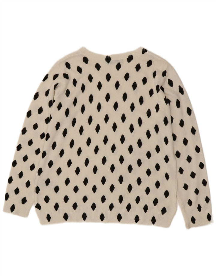 Marks & Spencer Dame Boat Neck Jumper Sweater UK 14 Stor Hvid Geometrisk