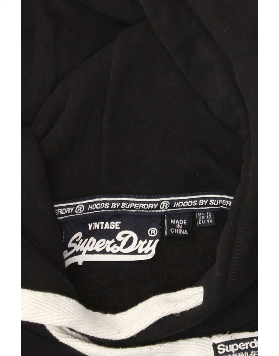 Superdry grafisk hættetrøje til kvinder UK 16 Large Black