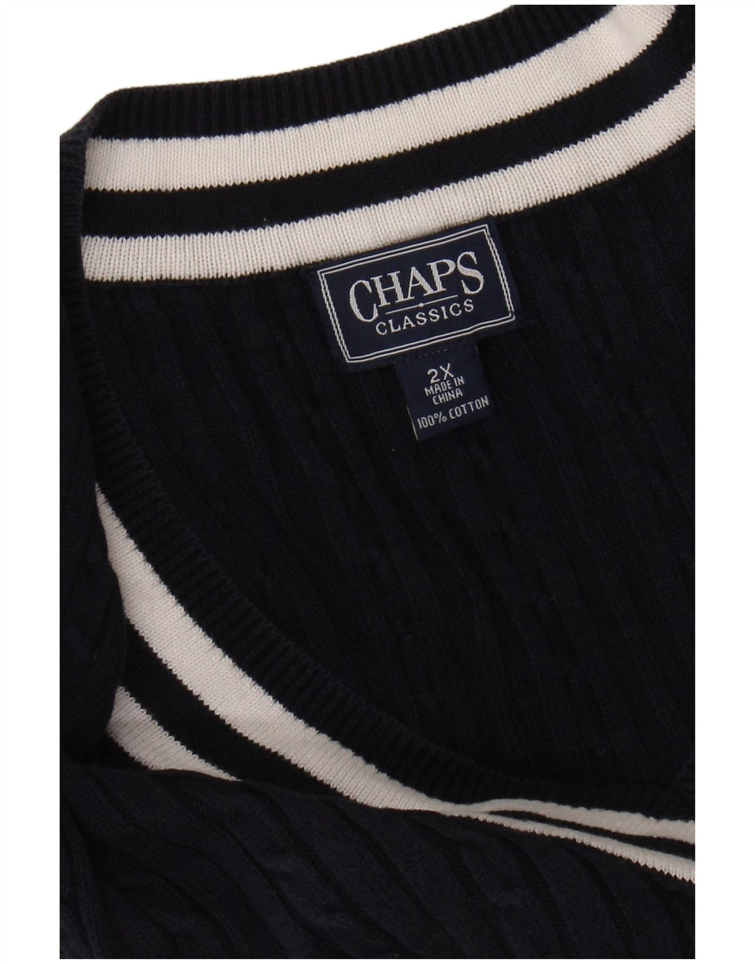 CHAPS Dame 3/4-ærmet V-hals sweater UK 20 2XL Marineblå Bomuld