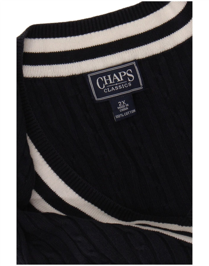 CHAPS Dame 3/4-ærmet V-hals sweater UK 20 2XL Marineblå Bomuld