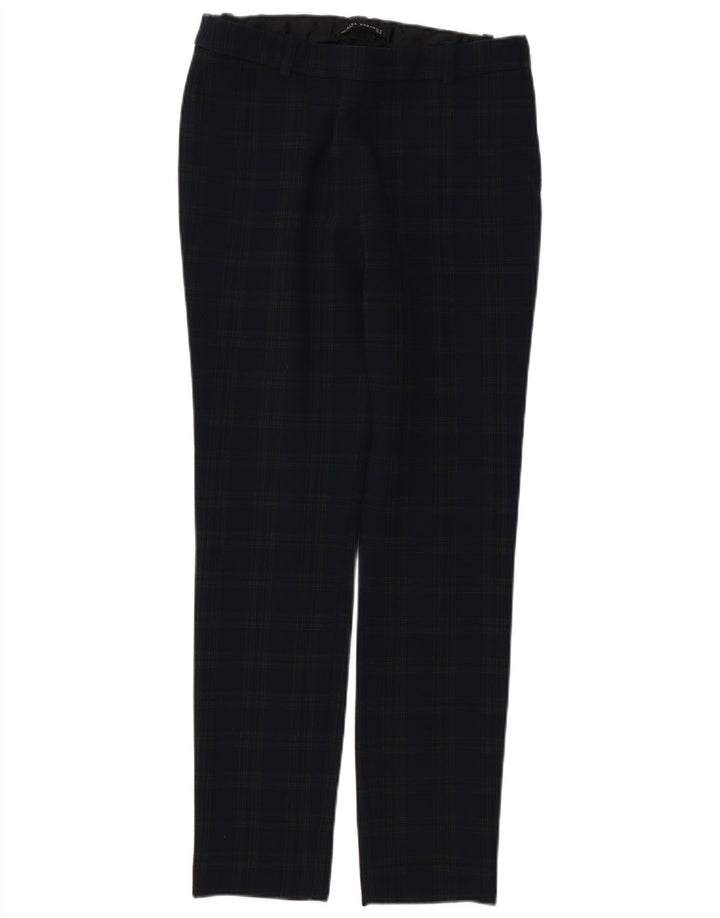 ZARA Womens Slim Suit Trousers Medium W30 L28 Navy Blue Check Polyester