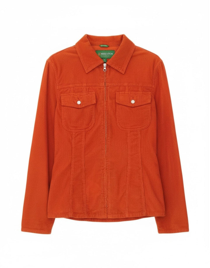 Benetton Damefløjlsskjorte UK 14 Medium Orange Bomuld