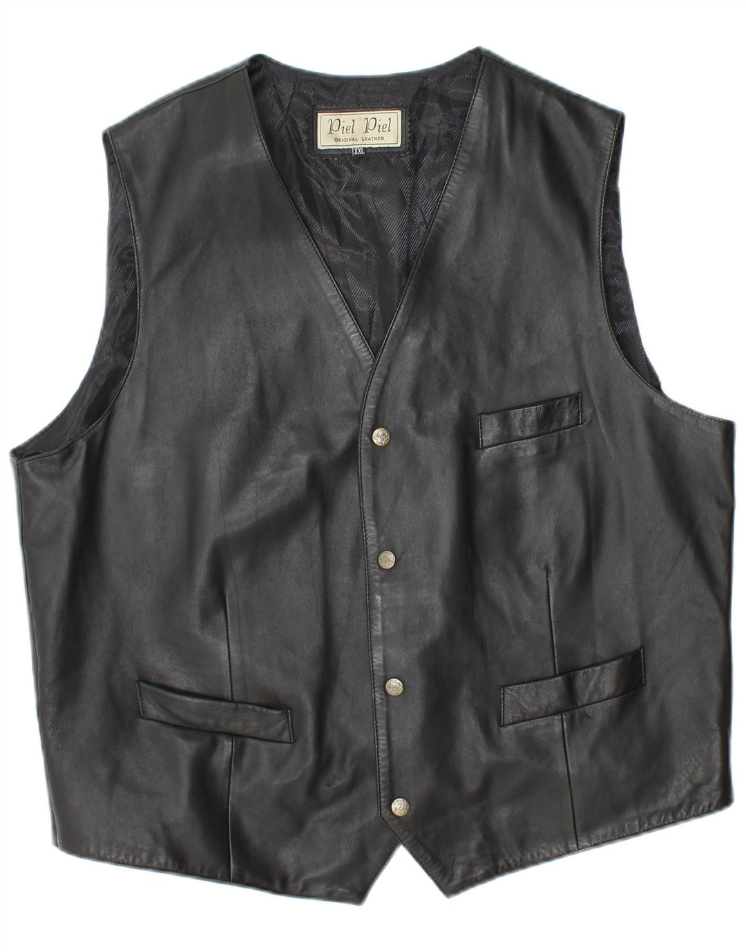 Vintage herre læder vest 2XL sort læder