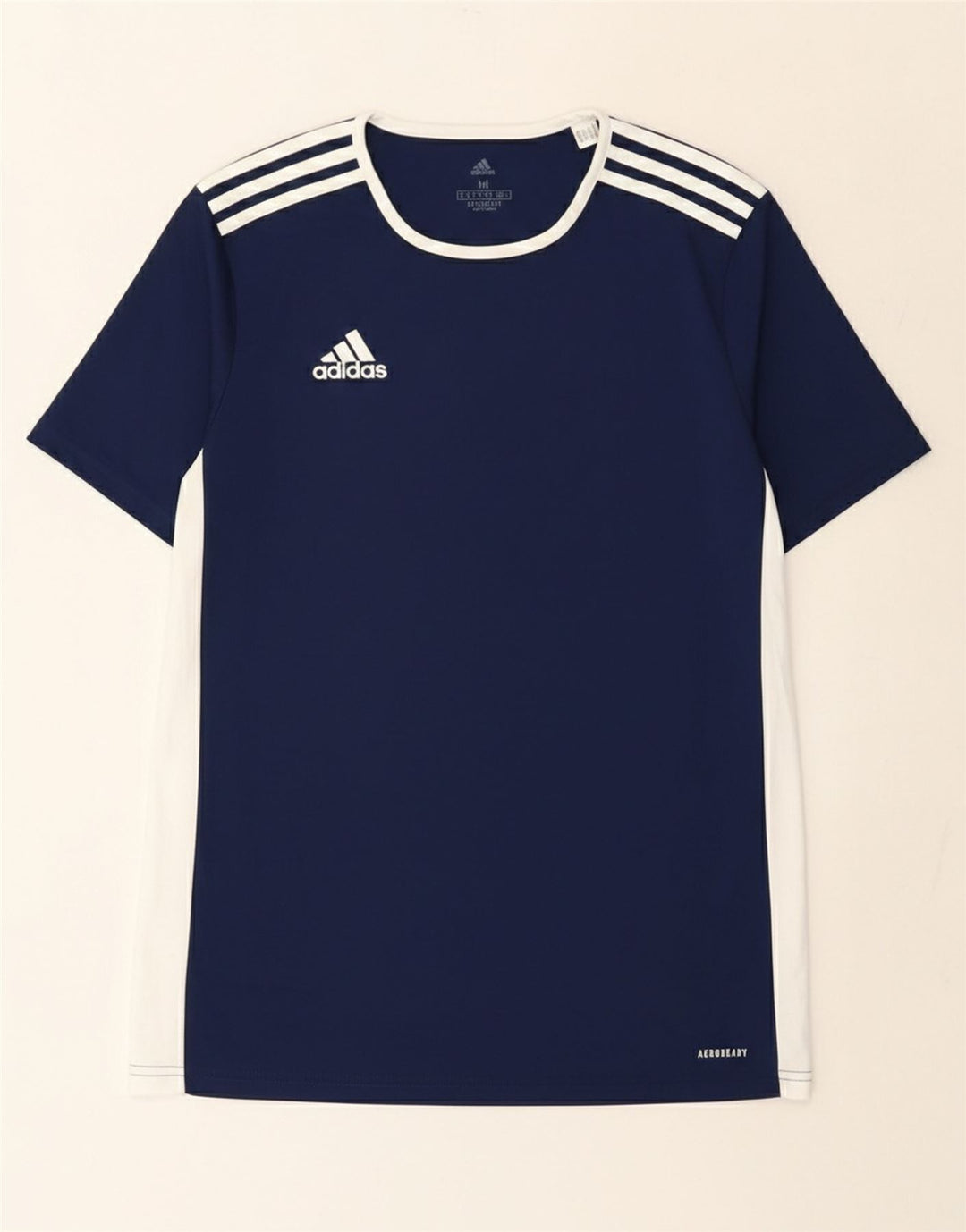 Adidas Herre Aeroready T-Shirt Top Medium Navy Blue Colourblock Polyester