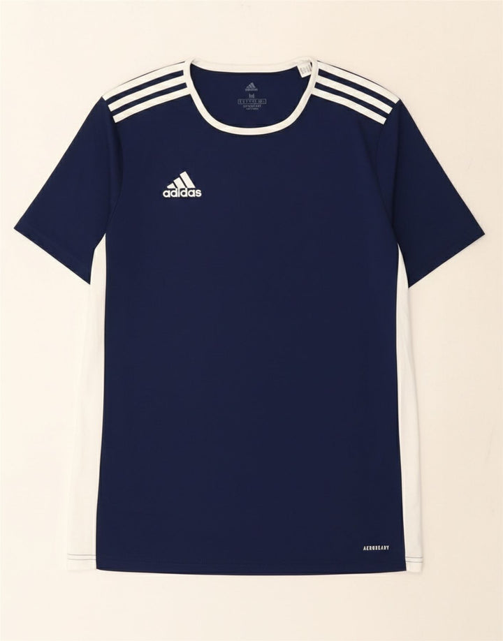 Adidas Herre Aeroready T-Shirt Top Medium Navy Blue Colourblock Polyester