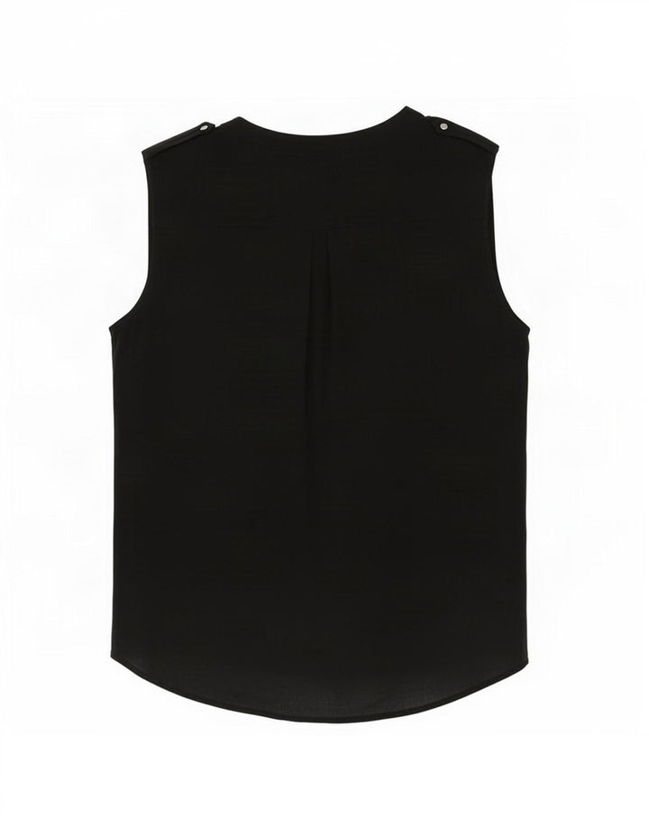 Zara Dame ærmeløs bluse Top UK 14 Medium Sort