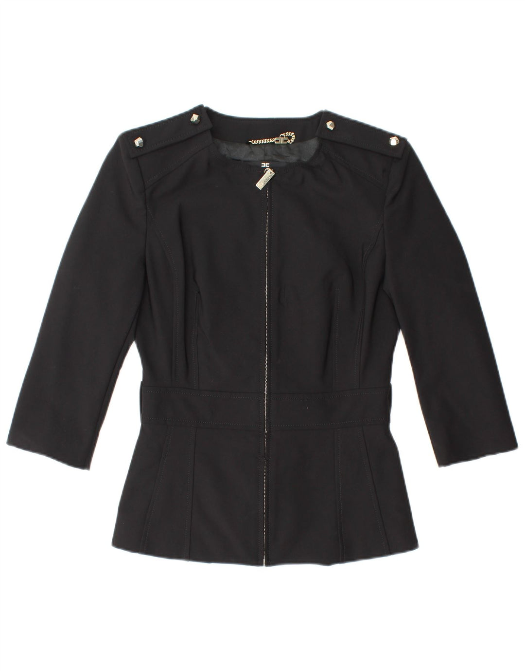 ELISABETTA FRANCHI Dame 3/4-ærmet blazerjakke IT 42 Medium Sort