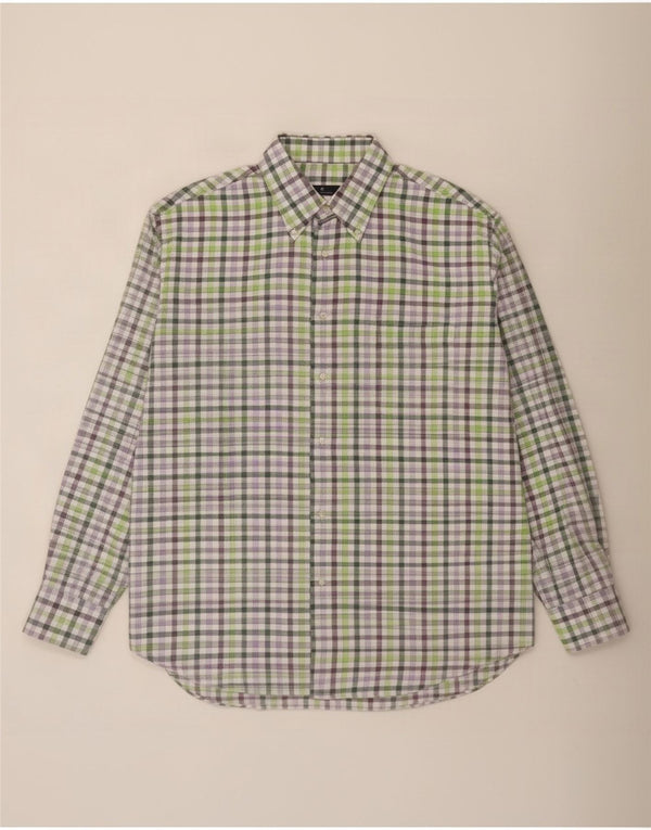 Fabio Inghirami Flannelskjorte til mænd Størrelse 43 17 XL Grøn Gingham