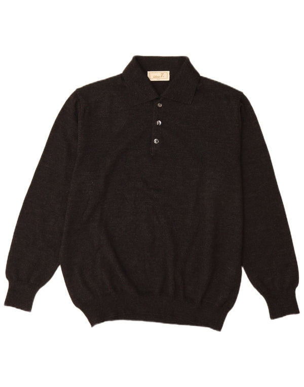 Idé Herre Polo Neck Jumper Sweater IT 50 Medium Grå Uld