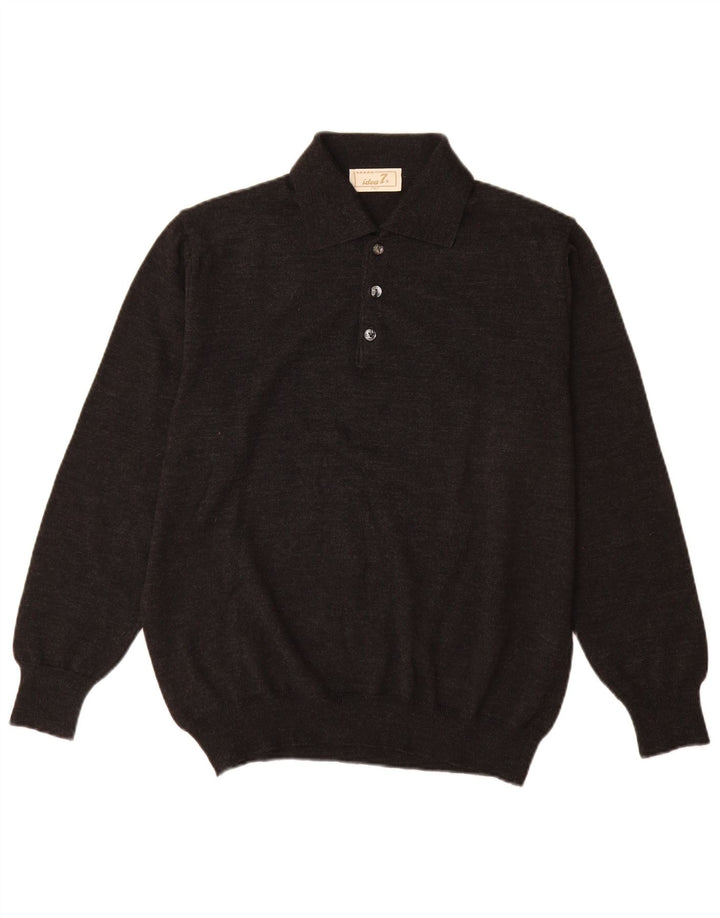 Idé Herre Polo Neck Jumper Sweater IT 50 Medium Grå Uld