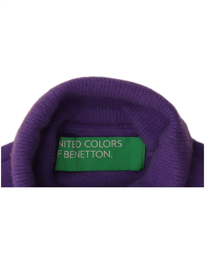 Benetton Dame Rullehals Sweater UK 12 Medium Lilla