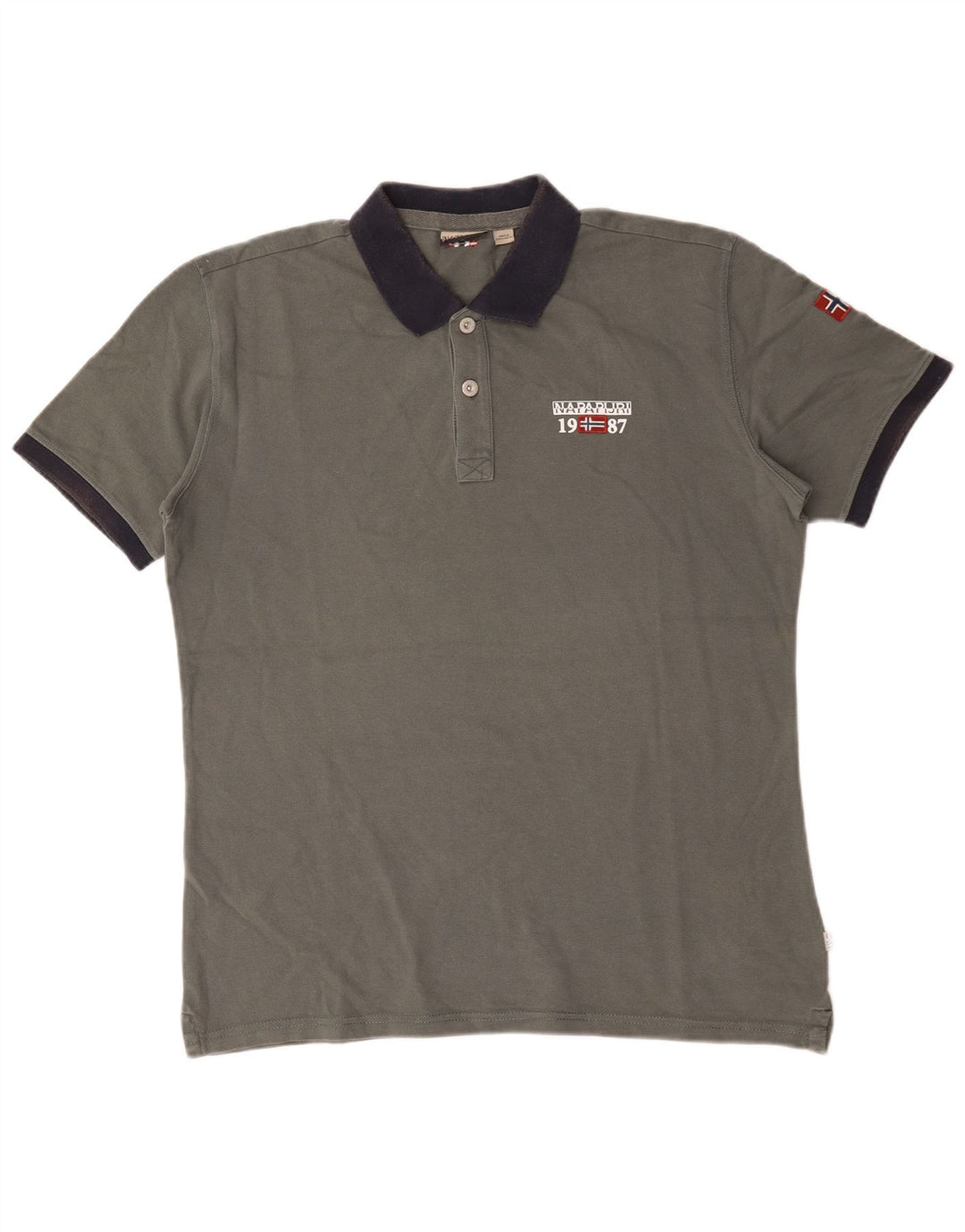 Napapijri Herre Polo Shirt Stor Grå Bomuld