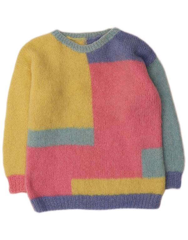 Vintage Dame Boat Neck Jumper Sweater UK 16 Stor Flerfarvet