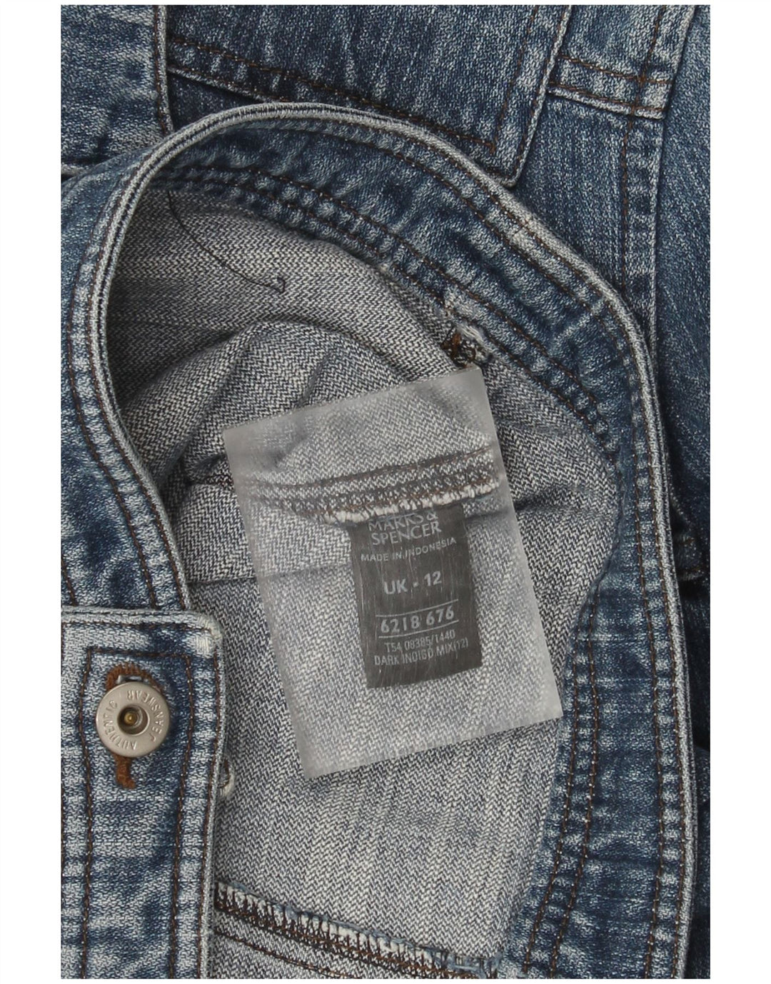 Marks & Spencer Dame denimjakke UK 12 Medium Blue Cotton