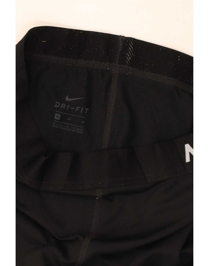 Nike Dame Dri Fit Grafiske Leggings UK 12 Medium Sort