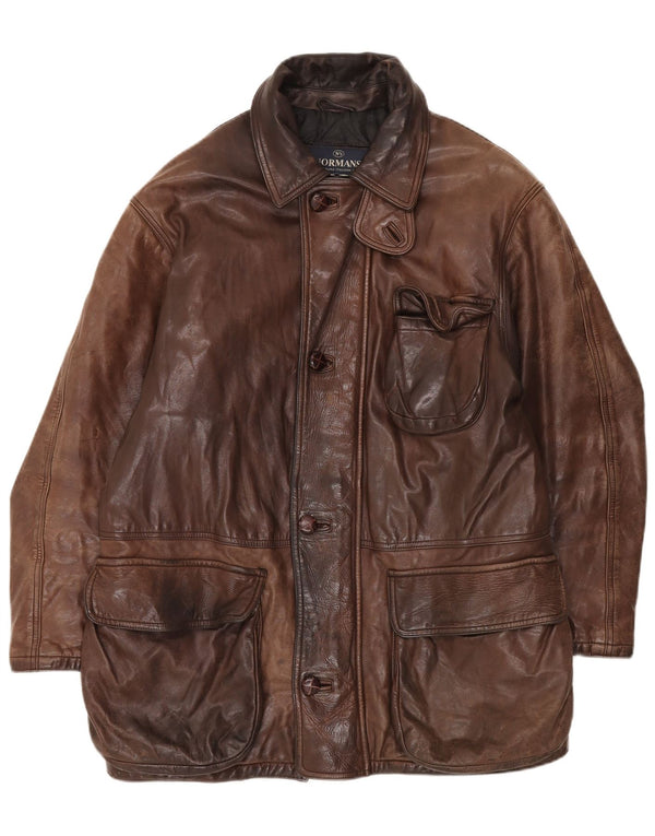 Vintage herre læderjakke IT 50 Stor brunt læder