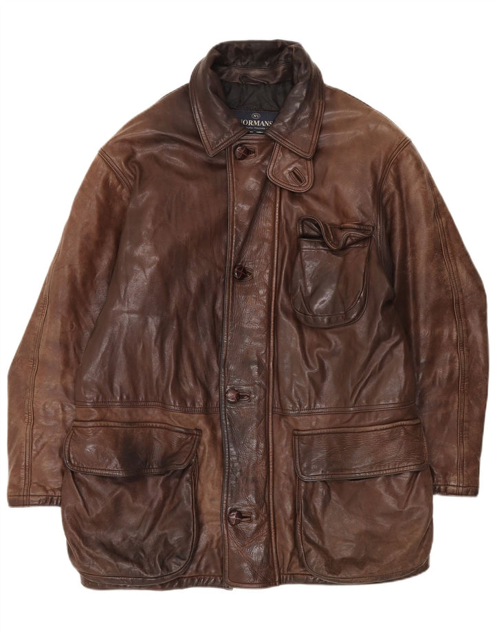 Vintage herre læderjakke IT 50 Stor brunt læder
