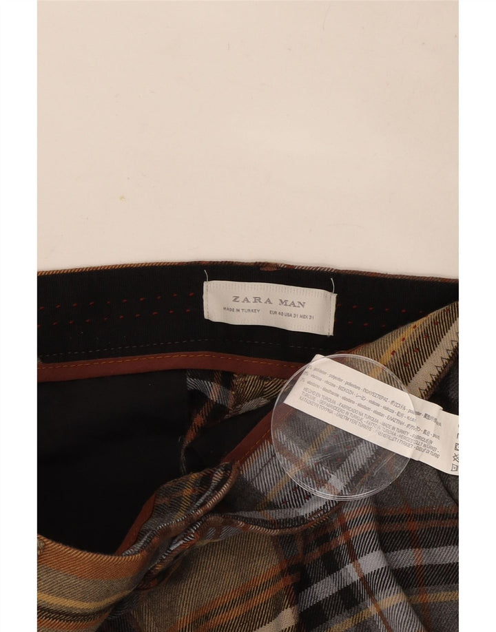 Zara Herre Slim Chino Bukser EU 40 Medium W31 L33 Flerfarvet Plaid
