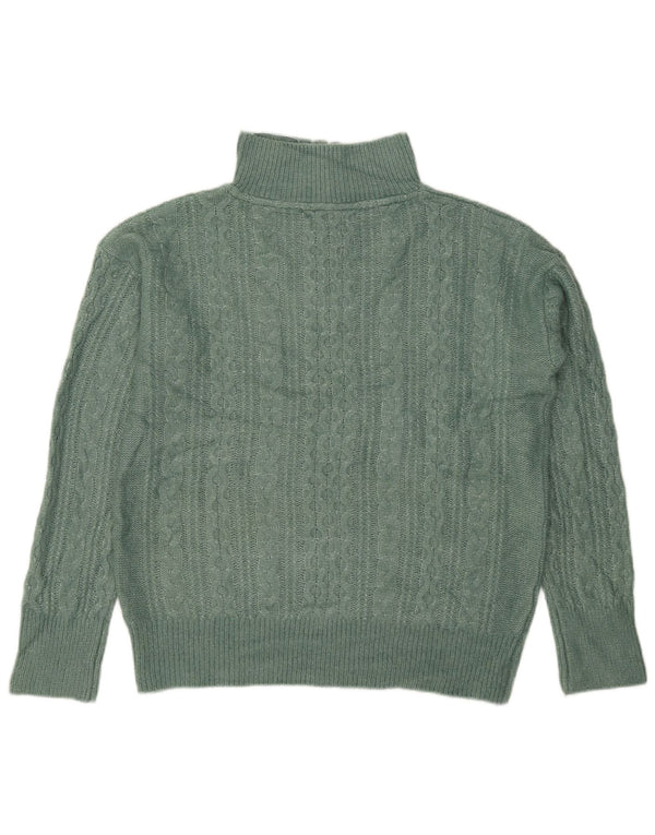 Fat Face Dame Oversized Zip Neck Jumper Sweater UK 12 Medium Green Nylon