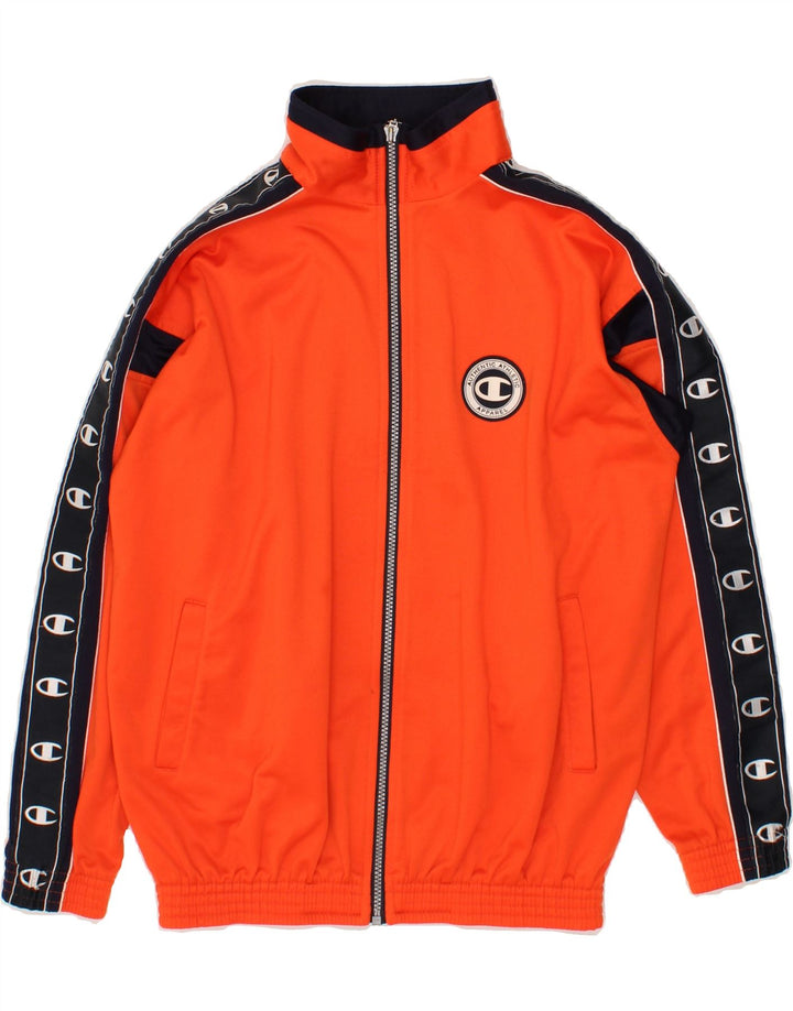 CHAMPION Boys Graphic Tracksuit Top Jacket 13-14 Years Orange Colourblock Vintage Champion and Second-Hand Champion from Messina Hembry 