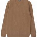 Grønne blade Herre V-hals sweater Medium Beige Uld