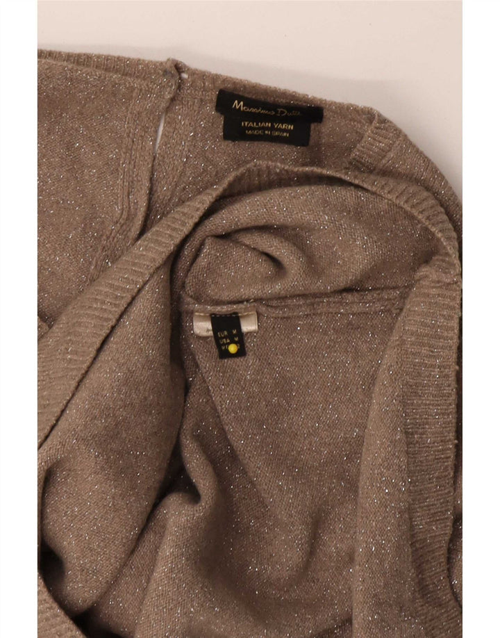 Massimo Dutti Dame 3/4-ærmet V-hals sweater UK 14 Medium Brun