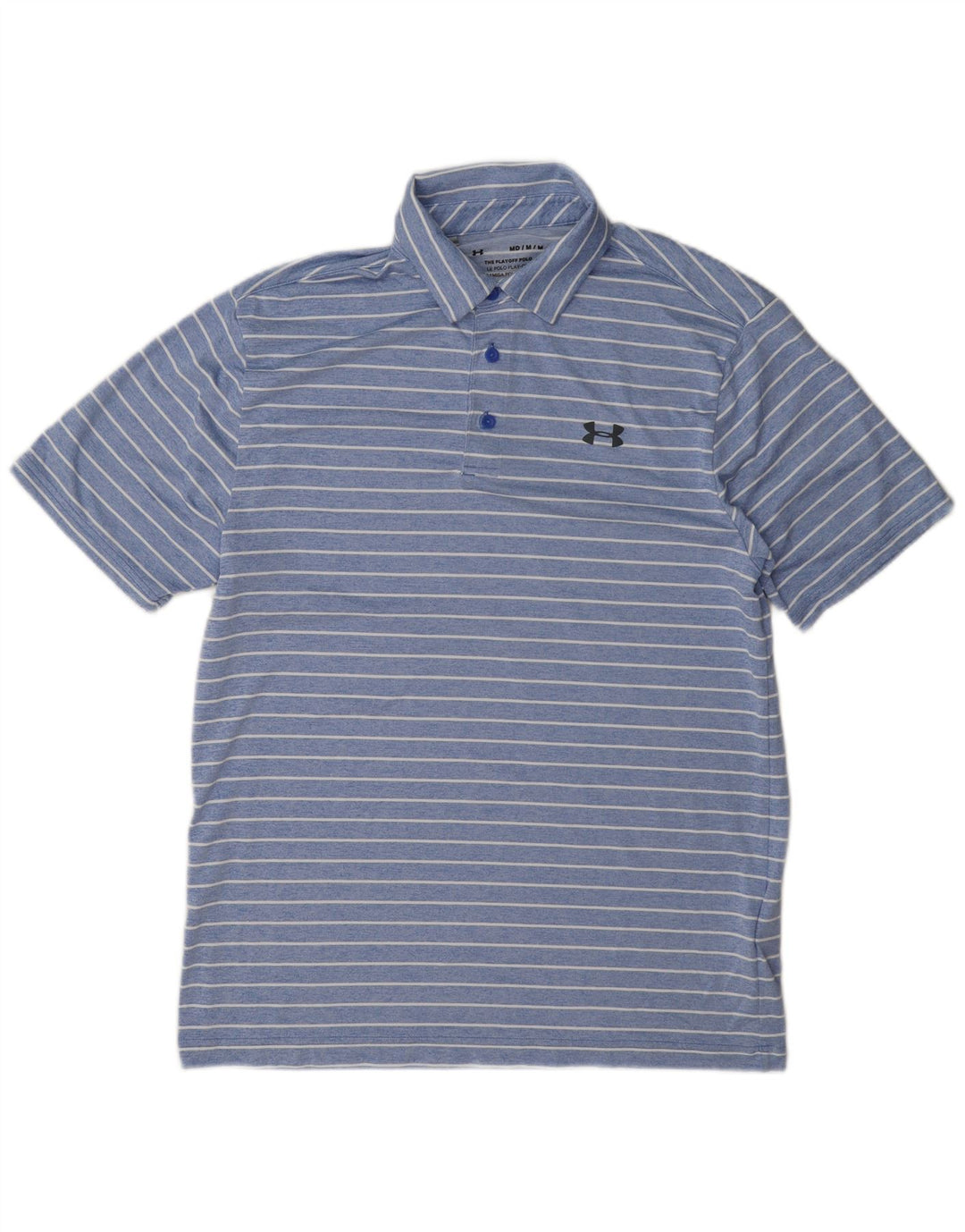 Under Armour Herre Polo Shirt Medium Blue Pinstripe Polyester