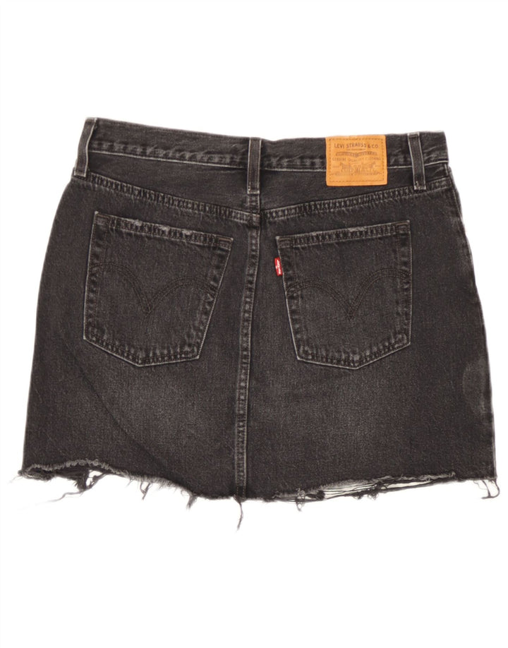 Levi's Dame Denim Distressed Mini Nederdel W28 Medium Sort Bomuld