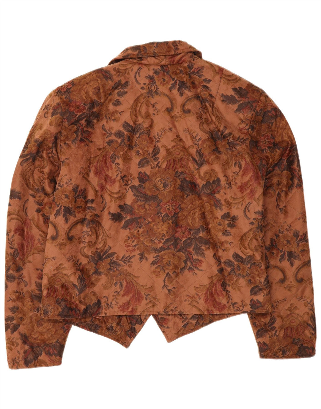VINTAGE Womens Crop Blazer Jacket IT 42 Medium Brown Floral