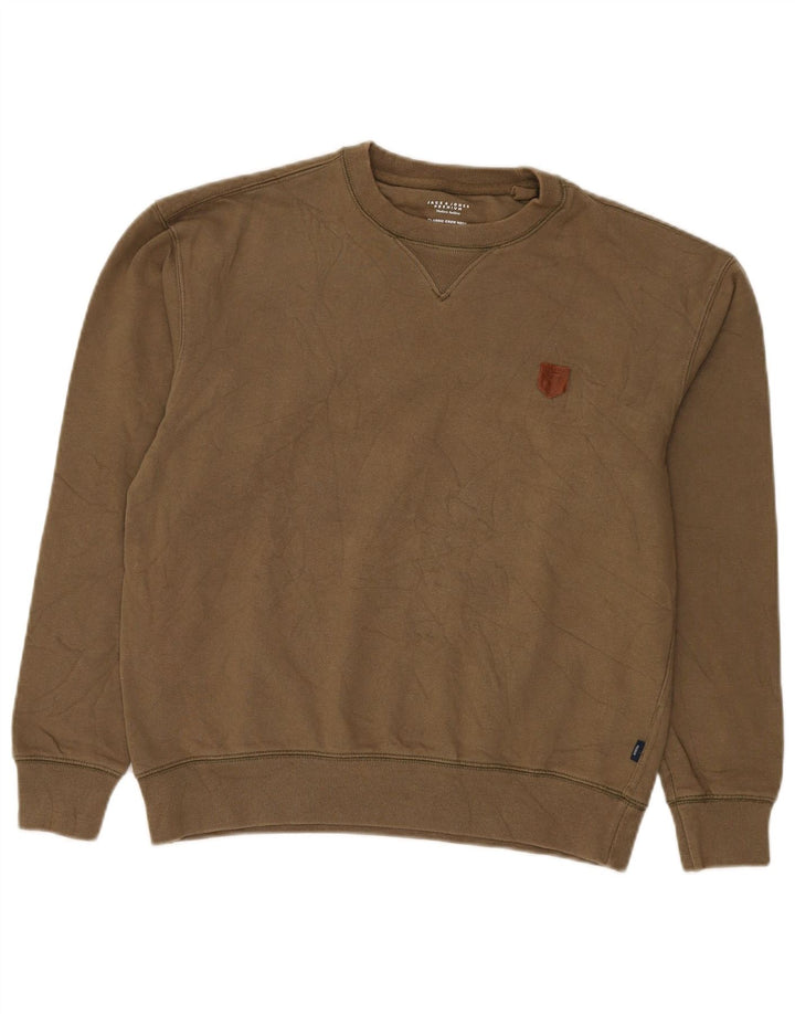 JACK & JONES Sweatshirt til mænd Medium Khaki Bomuld