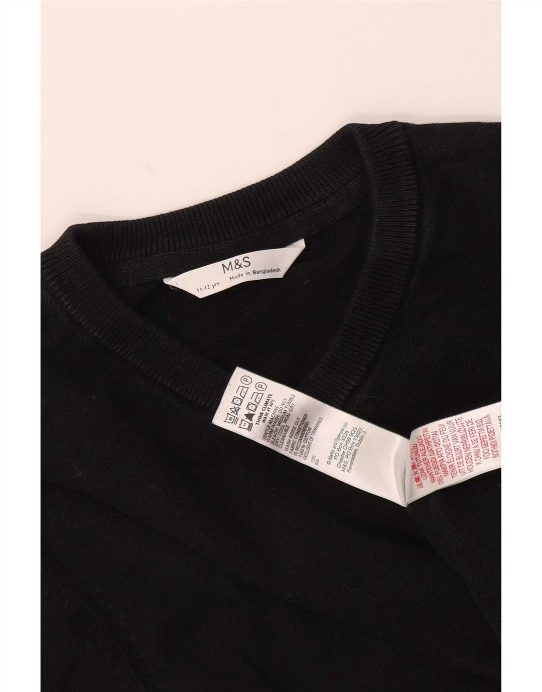 Marks & Spencer Boys V-hals sweater 11-12 år Sort bomuld