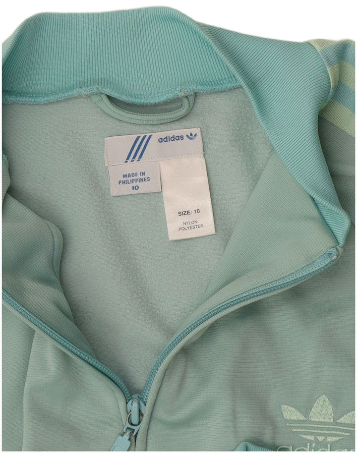 Adidas træningsdragt topjakke til kvinder UK 10 Small Turkis Colourblock Nylon