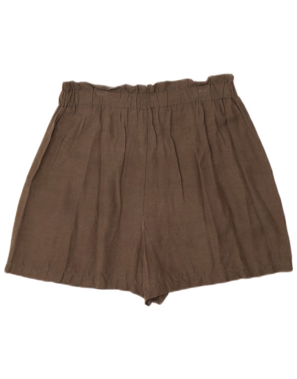 Zara Kvinder Højtaljet Brede Ben Casual Shorts Medium W28 Khaki Cupro