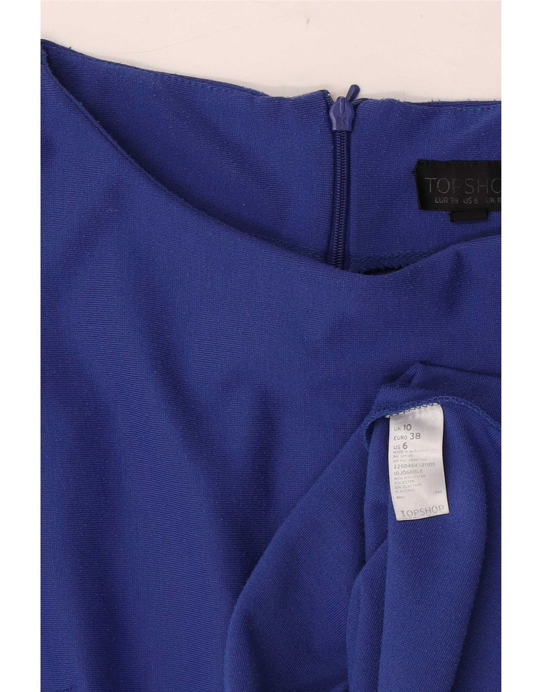 Topshop Dame Ærmeløs A-Line Kjole UK 10 Small Blue Polyester