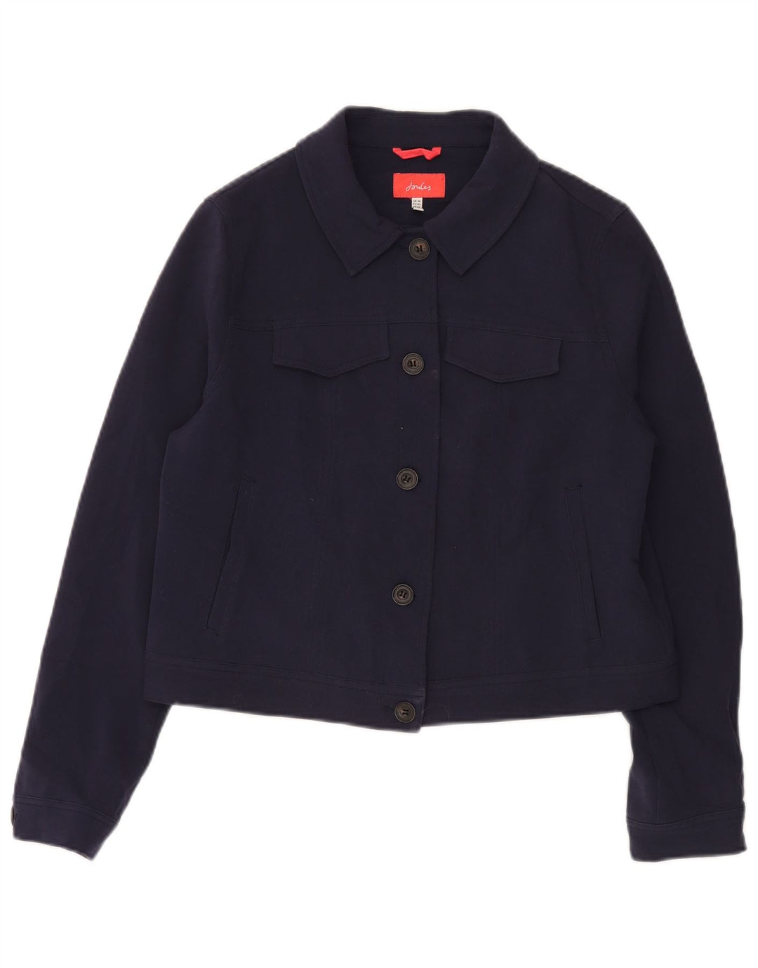 Joules Womens Crop Bomber Jacket UK 14 Large Navy Blue Polyester