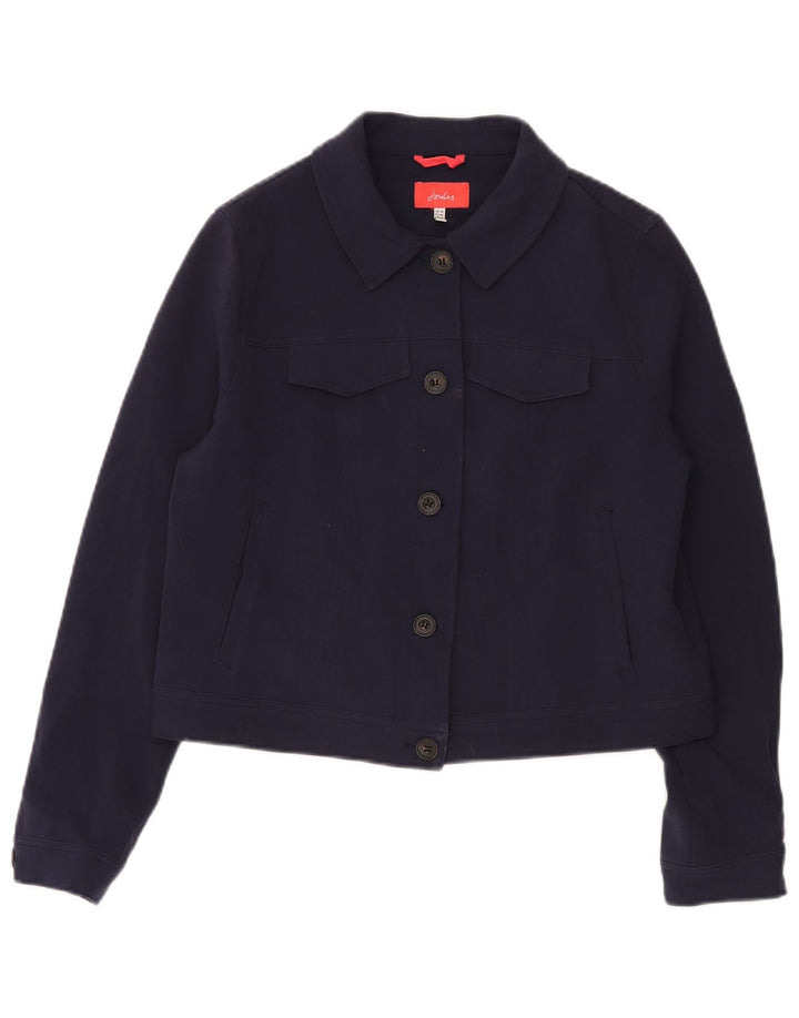 Joules Womens Crop Bomber Jacket UK 14 Large Navy Blue Polyester