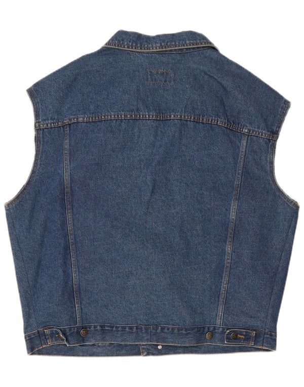 Vintage Herre Denim Gilet UK 46 3XL Blå