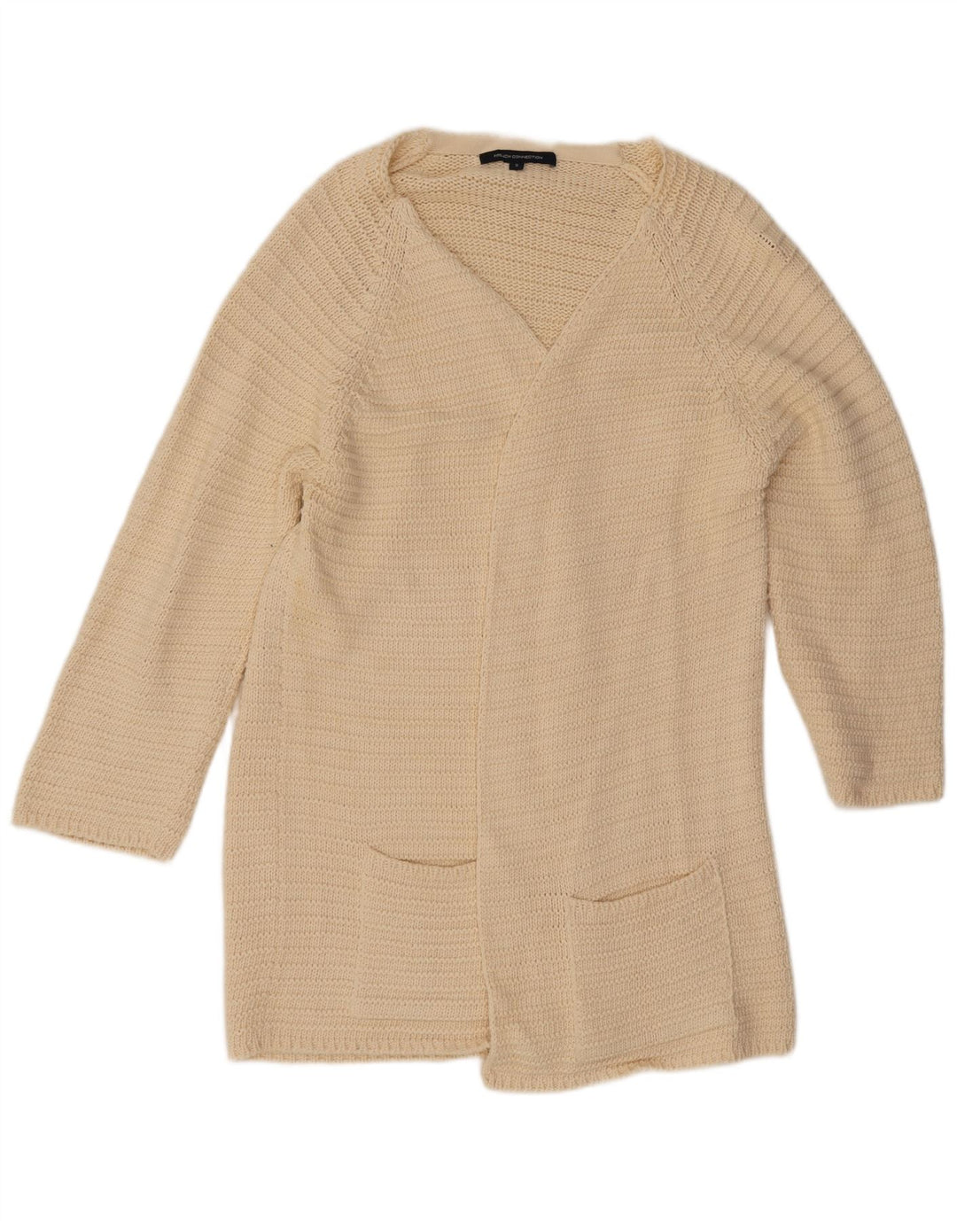 French Connection Dame Longline Cardigan Sweater UK 10 Small Off White
