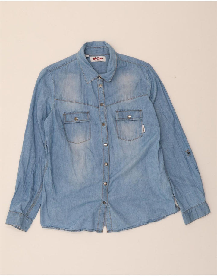 JOHN BANER Womens Denim Shirt UK 14 Large  Blue Cotton Vintage John Baner and Second-Hand John Baner from Messina Hembry 