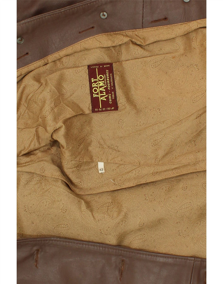 VINTAGE Womens Leather Coat IT 42 Medium Brown Leather Vintage Vintage and Second-Hand Vintage from Messina Hembry 