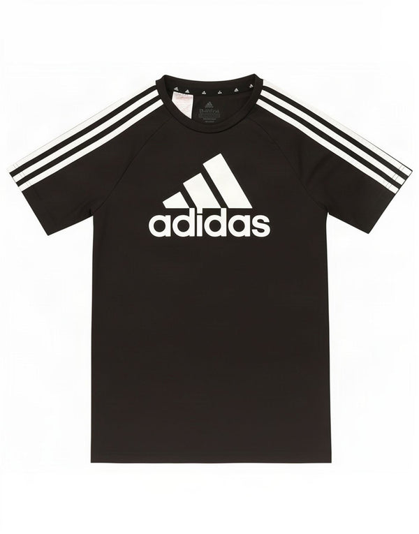 Adidas Boys Aeroready Grafisk T-Shirt Top 13-14 År Sort Polyester