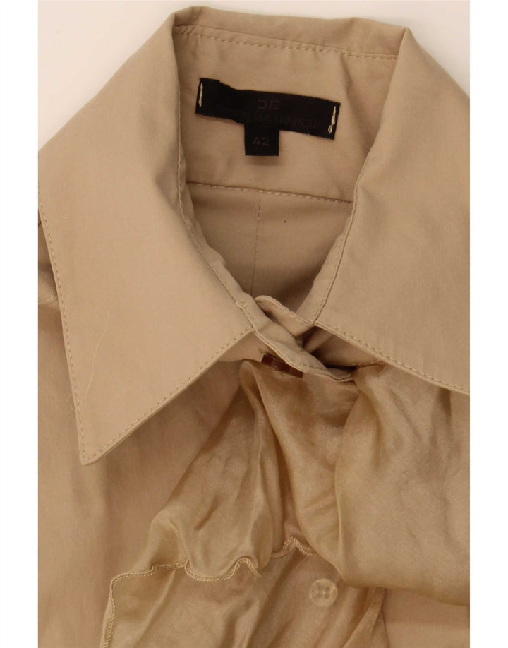 Elisabetta Franchi Dame Flæse Front Shirt Bluse IT 42 Medium Beige