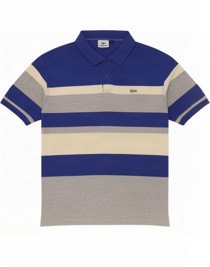 Lacoste herre poloshirt XL flerfarvet stribet polyester
