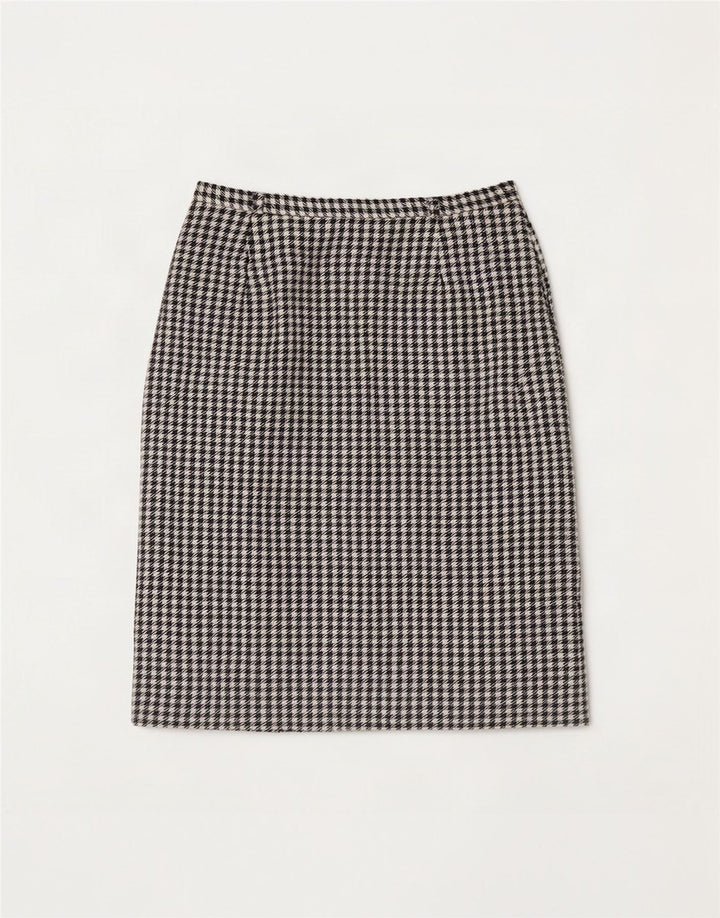 Eastex Dame Midi Nederdel UK 14 Medium W30 Sort Houndstooth Uld