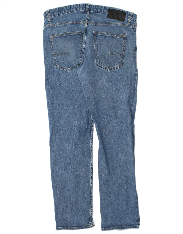 CALVIN KLEIN Herre Slim Straight Jeans W32 L30 Blå Bomuld