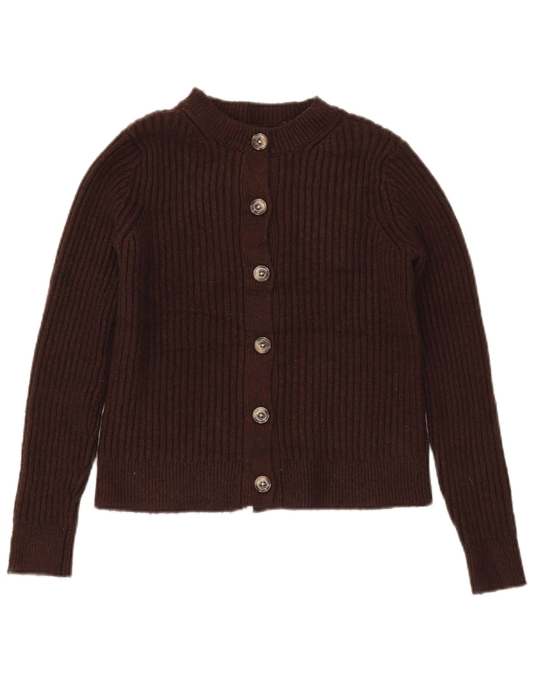 Marks & Spencer Womens Crop Cardigan Sweater UK 10 Small Brown Polyester