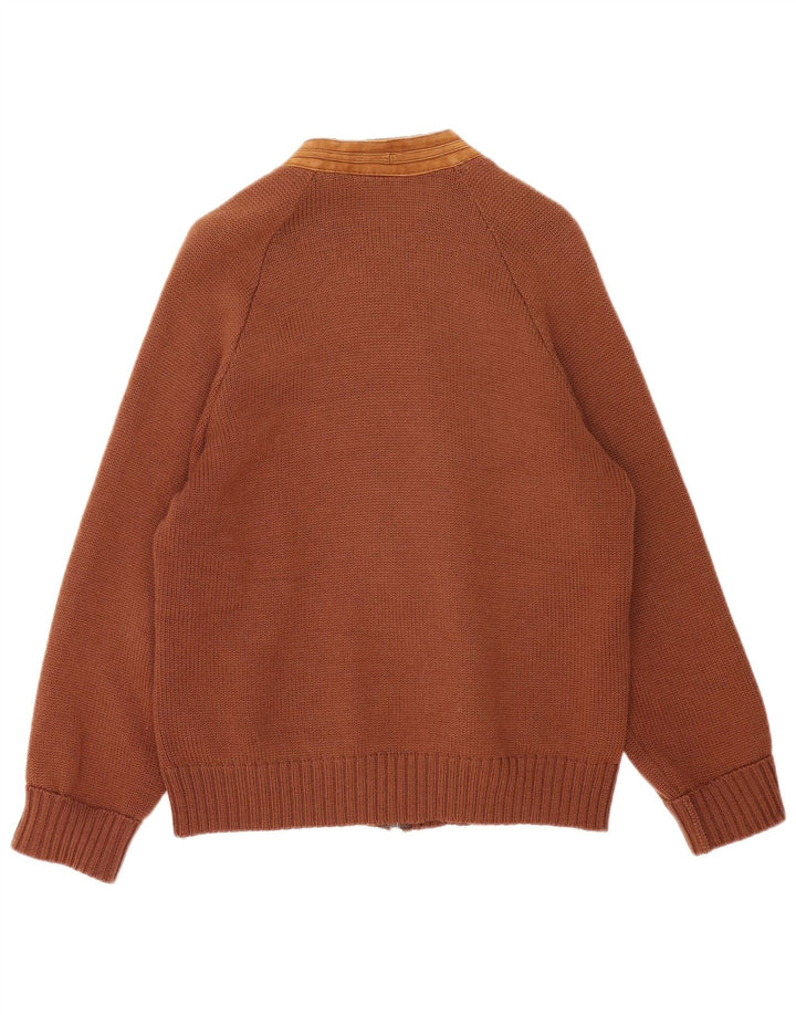 Vintage herre cardigan sweater medium brunt læder